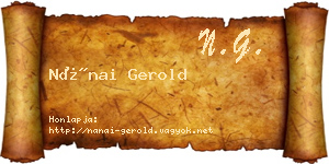 Nánai Gerold névjegykártya